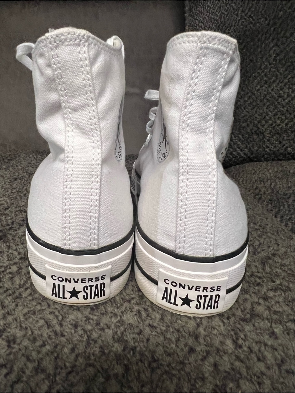 Converse Women's White High-Top Platform Sneakers with Black Trim - Picture 6 of 12